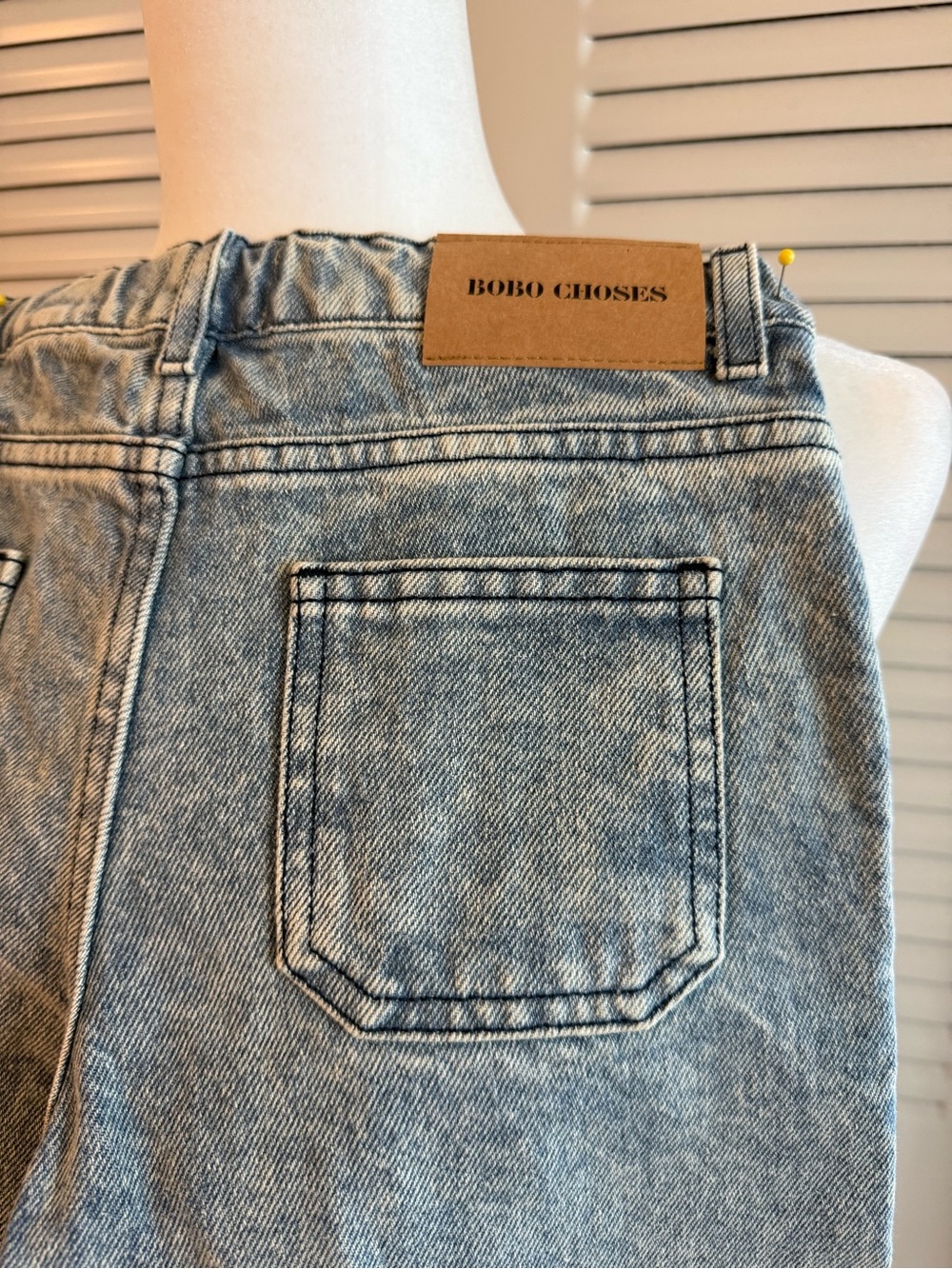 Bobo Choses Light Blue Denim Jeans with Green & Blue Patches - Picture 6 of 8